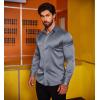 imageCOOFANDY Mens Silk Satin Dress Shirts Jacquard Long Sleeve Floral Button Up Shirts Party Prom Wedding ShirtGrey