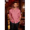 imageCOOFANDY Mens Silk Satin Dress Shirts Jacquard Long Sleeve Floral Button Up Shirts Party Prom Wedding ShirtMisty Rose