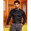 imageCOOFANDY Mens Silk Satin Dress Shirts Jacquard Long Sleeve Floral Button Up Shirts Party Prom Wedding ShirtPblack