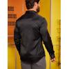 imageCOOFANDY Mens Silk Satin Dress Shirts Jacquard Long Sleeve Floral Button Up Shirts Party Prom Wedding ShirtPblack