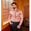 imageCOOFANDY Mens Silk Satin Dress Shirts Jacquard Long Sleeve Floral Button Up Shirts Party Prom Wedding ShirtPink
