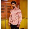 imageCOOFANDY Mens Silk Satin Dress Shirts Jacquard Long Sleeve Floral Button Up Shirts Party Prom Wedding ShirtPink