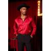 imageCOOFANDY Mens Silk Satin Dress Shirts Jacquard Long Sleeve Floral Button Up Shirts Party Prom Wedding ShirtPred