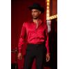 imageCOOFANDY Mens Silk Satin Dress Shirts Jacquard Long Sleeve Floral Button Up Shirts Party Prom Wedding ShirtPred