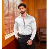 imageCOOFANDY Mens Silk Satin Dress Shirts Jacquard Long Sleeve Floral Button Up Shirts Party Prom Wedding ShirtPwhite