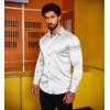 imageCOOFANDY Mens Silk Satin Dress Shirts Jacquard Long Sleeve Floral Button Up Shirts Party Prom Wedding ShirtPwhite