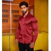 imageCOOFANDY Mens Silk Satin Dress Shirts Jacquard Long Sleeve Floral Button Up Shirts Party Prom Wedding ShirtPwine Red