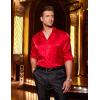 imageCOOFANDY Mens Silk Satin Dress Shirts Jacquard Long Sleeve Floral Button Up Shirts Party Prom Wedding ShirtRed
