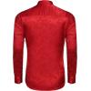 imageCOOFANDY Mens Silk Satin Dress Shirts Jacquard Long Sleeve Floral Button Up Shirts Party Prom Wedding ShirtRed