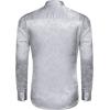imageCOOFANDY Mens Silk Satin Dress Shirts Jacquard Long Sleeve Floral Button Up Shirts Party Prom Wedding ShirtSilver Gray