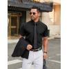 imageCOOFANDY Mens Stretch Dress Shirts Short Sleeve Wrinkle Free Casual Button Down ShirtsBlack