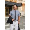 imageCOOFANDY Mens Stretch Dress Shirts Short Sleeve Wrinkle Free Casual Button Down ShirtsBlue Pattern