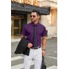 imageCOOFANDY Mens Stretch Dress Shirts Short Sleeve Wrinkle Free Casual Button Down ShirtsPurple