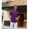 imageCOOFANDY Mens Stretch Dress Shirts Short Sleeve Wrinkle Free Casual Button Down ShirtsPurple
