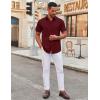 imageCOOFANDY Mens Stretch Dress Shirts Short Sleeve Wrinkle Free Casual Button Down ShirtsWine Red