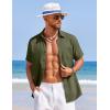 imageCOOFANDY Mens Summer Beach Vacation Shirt Casual Button Down Short Sleeve Shirt Hawaiian Tropical Resort WearArmy Green