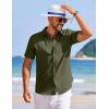 imageCOOFANDY Mens Summer Beach Vacation Shirt Casual Button Down Short Sleeve Shirt Hawaiian Tropical Resort WearArmy Green