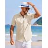 imageCOOFANDY Mens Summer Beach Vacation Shirt Casual Button Down Short Sleeve Shirt Hawaiian Tropical Resort WearBeige