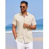 imageCOOFANDY Mens Summer Beach Vacation Shirt Casual Button Down Short Sleeve Shirt Hawaiian Tropical Resort WearBeige