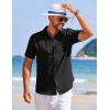 imageCOOFANDY Mens Summer Beach Vacation Shirt Casual Button Down Short Sleeve Shirt Hawaiian Tropical Resort WearBlack