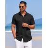 imageCOOFANDY Mens Summer Beach Vacation Shirt Casual Button Down Short Sleeve Shirt Hawaiian Tropical Resort WearBlack