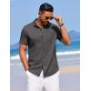 imageCOOFANDY Mens Summer Beach Vacation Shirt Casual Button Down Short Sleeve Shirt Hawaiian Tropical Resort WearDark Grey