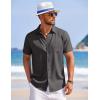 imageCOOFANDY Mens Summer Beach Vacation Shirt Casual Button Down Short Sleeve Shirt Hawaiian Tropical Resort WearDark Grey