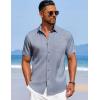 imageCOOFANDY Mens Summer Beach Vacation Shirt Casual Button Down Short Sleeve Shirt Hawaiian Tropical Resort WearGrey Blue