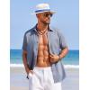 imageCOOFANDY Mens Summer Beach Vacation Shirt Casual Button Down Short Sleeve Shirt Hawaiian Tropical Resort WearGrey Blue