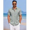 imageCOOFANDY Mens Summer Beach Vacation Shirt Casual Button Down Short Sleeve Shirt Hawaiian Tropical Resort WearGrey Green