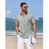 imageCOOFANDY Mens Summer Beach Vacation Shirt Casual Button Down Short Sleeve Shirt Hawaiian Tropical Resort WearGrey Green