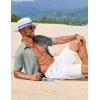 imageCOOFANDY Mens Summer Beach Vacation Shirt Casual Button Down Short Sleeve Shirt Hawaiian Tropical Resort WearGrey Green