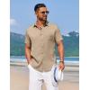 imageCOOFANDY Mens Summer Beach Vacation Shirt Casual Button Down Short Sleeve Shirt Hawaiian Tropical Resort WearKhaki