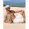 imageCOOFANDY Mens Summer Beach Vacation Shirt Casual Button Down Short Sleeve Shirt Hawaiian Tropical Resort WearKhaki