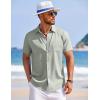 imageCOOFANDY Mens Summer Beach Vacation Shirt Casual Button Down Short Sleeve Shirt Hawaiian Tropical Resort WearLight Green