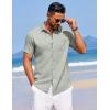 imageCOOFANDY Mens Summer Beach Vacation Shirt Casual Button Down Short Sleeve Shirt Hawaiian Tropical Resort WearLight Green