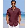 imageCOOFANDY Mens Summer Beach Vacation Shirt Casual Button Down Short Sleeve Shirt Hawaiian Tropical Resort WearMaroon Red
