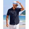 imageCOOFANDY Mens Summer Beach Vacation Shirt Casual Button Down Short Sleeve Shirt Hawaiian Tropical Resort WearNavy Blue
