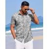 imageCOOFANDY Mens Summer Beach Vacation Shirt Casual Button Down Short Sleeve Shirt Hawaiian Tropical Resort WearPalm Leavesgrey Blue