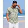 imageCOOFANDY Mens Summer Beach Vacation Shirt Casual Button Down Short Sleeve Shirt Hawaiian Tropical Resort WearSilhouette Leavesgrey Green