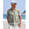 imageCOOFANDY Mens Summer Beach Vacation Shirt Casual Button Down Short Sleeve Shirt Hawaiian Tropical Resort WearSilhouette Leavesgrey Green
