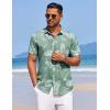 imageCOOFANDY Mens Summer Beach Vacation Shirt Casual Button Down Short Sleeve Shirt Hawaiian Tropical Resort WearSilhouette Leaveslight Green