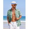 imageCOOFANDY Mens Summer Beach Vacation Shirt Casual Button Down Short Sleeve Shirt Hawaiian Tropical Resort WearSilhouette Leaveslight Green