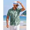 imageCOOFANDY Mens Summer Beach Vacation Shirt Casual Button Down Short Sleeve Shirt Hawaiian Tropical Resort WearSilhouette Leaveslight Green