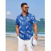 imageCOOFANDY Mens Summer Beach Vacation Shirt Casual Button Down Short Sleeve Shirt Hawaiian Tropical Resort WearSilhouette Leavesroyal Blue