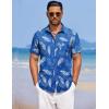 imageCOOFANDY Mens Summer Beach Vacation Shirt Casual Button Down Short Sleeve Shirt Hawaiian Tropical Resort WearSilhouette Leavesroyal Blue