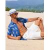 imageCOOFANDY Mens Summer Beach Vacation Shirt Casual Button Down Short Sleeve Shirt Hawaiian Tropical Resort WearSilhouette Leavesroyal Blue