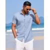 imageCOOFANDY Mens Summer Beach Vacation Shirt Casual Button Down Short Sleeve Shirt Hawaiian Tropical Resort WearSky Blue