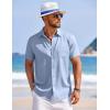 imageCOOFANDY Mens Summer Beach Vacation Shirt Casual Button Down Short Sleeve Shirt Hawaiian Tropical Resort WearSky Blue