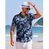 imageCOOFANDY Mens Summer Beach Vacation Shirt Casual Button Down Short Sleeve Shirt Hawaiian Tropical Resort WearTropical Flowers Navy Blue